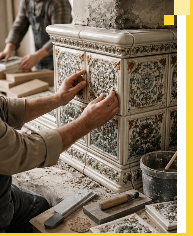 Изразцовые камины под ключ в Фурманове: проект и монтаж