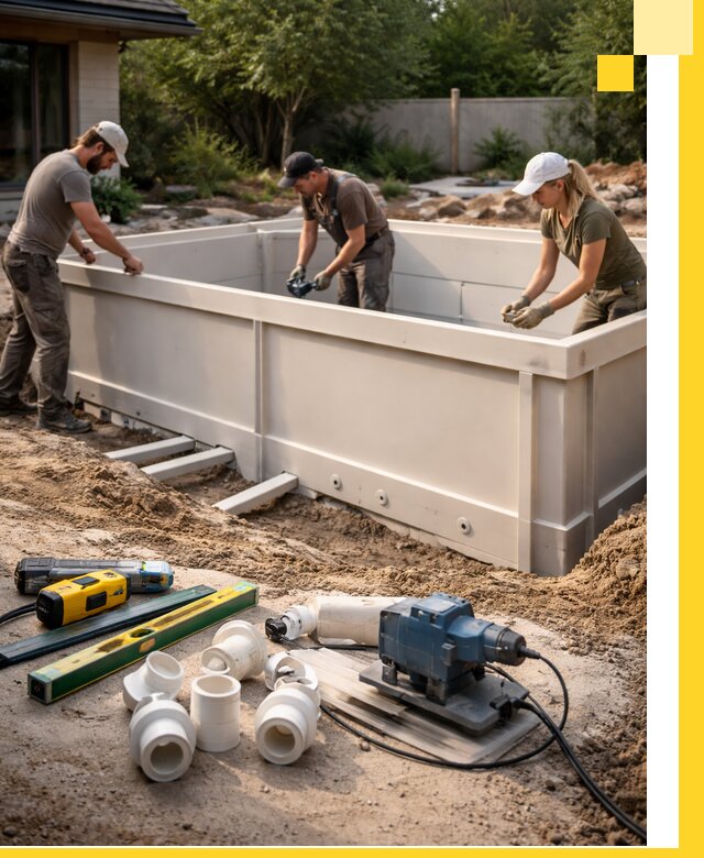 Установка полипропиленовых бассейнов под ключ в Фурманове