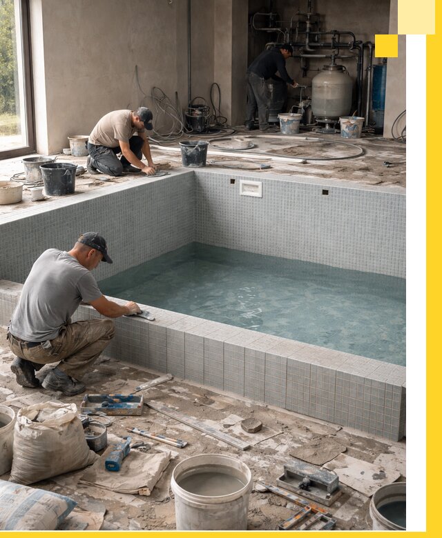 Строительство и монтаж бассейнов в помещении в Фурманове