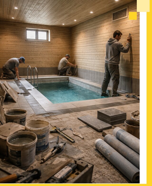 Строительство бани с бассейном и сауной под ключ в Фурманове