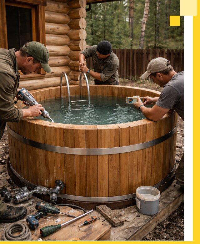 Строительство бань с купелью под ключ и отделкой в Фурманове