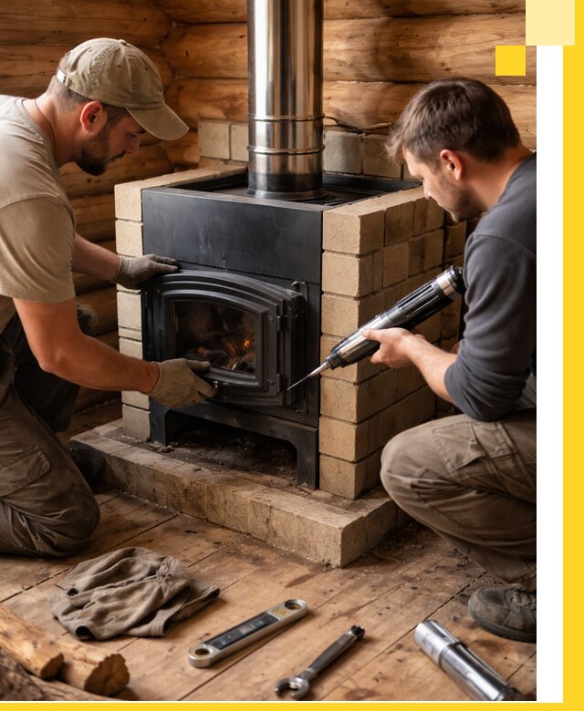 Монтаж и установка печи в бане под ключ с гарантией в Фурманове