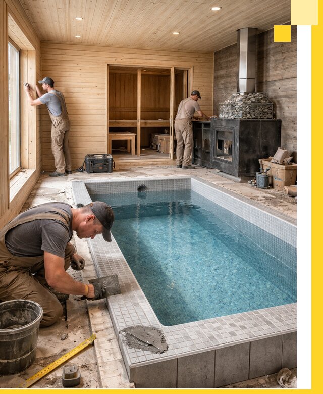 Проект бани с бассейном и сауной в Фурманове под ключ