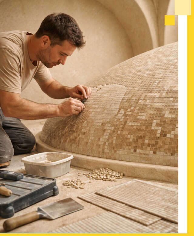 Профессиональная укладка мозаики для хамама под ключ в Фурманове